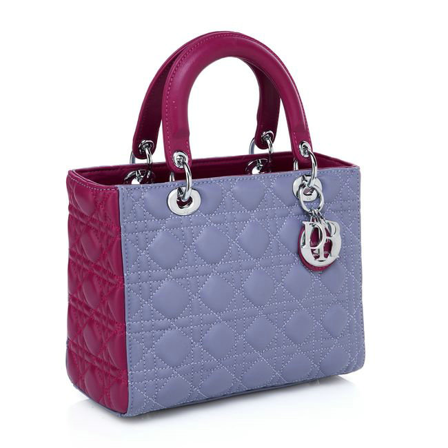 replica jumbo lady dior lambskin leather 6325 purple&rosered - Click Image to Close
